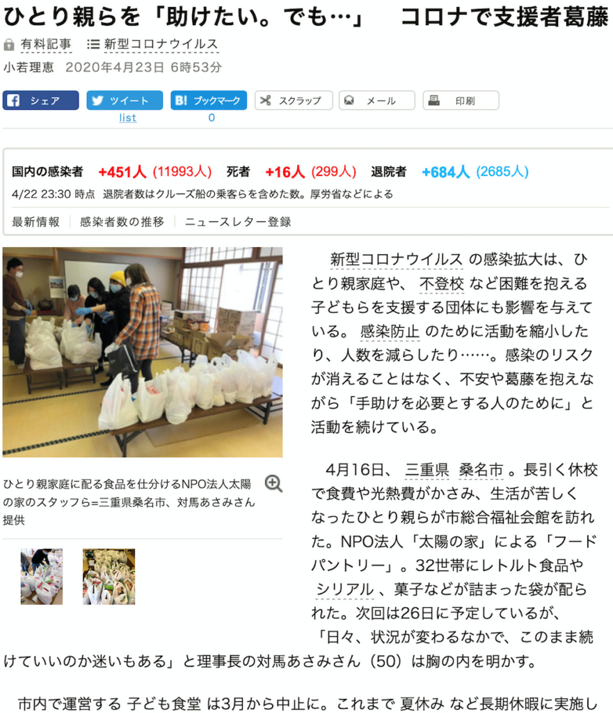 メディア掲載 太陽の家 三重 の活動が朝日新聞に取り上げられました しんぐるまざあず ふぉーらむ